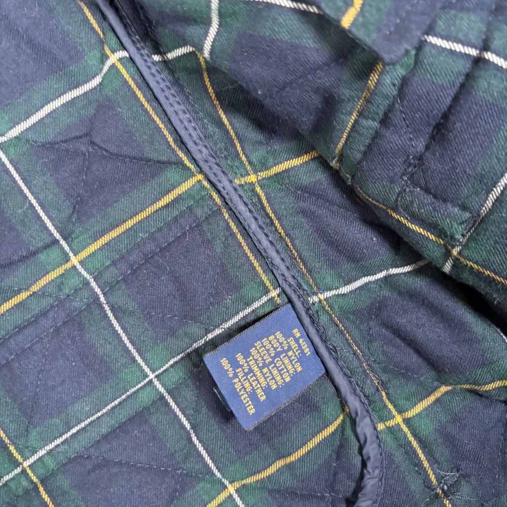 Polo Ralph Lauren Mens XL Navy Blue Quilted Field Jacket Plaid Lining - Picture 8 of 10